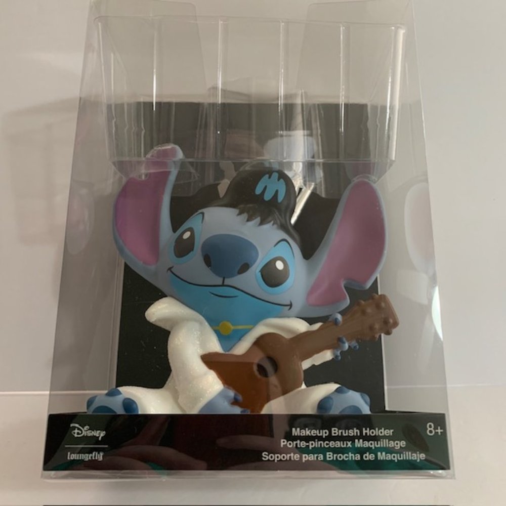 Loungefly 5 Makeup Brush Set Holder Disney Lilo & Stitch Glitter Elvis Ukulele